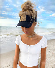 Load image into Gallery viewer, Upcycle GG Hat, GG Visor, Messy Bun Hat, Designer Patch hat, Recycled Deigner Hats, Golf Visor