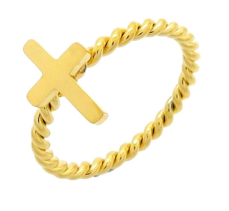Gold Stackable Cross Ring – Catchin Butterflies